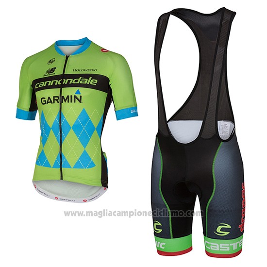 2017 Abbigliamento Ciclismo Cannondale Verde e Blu Manica Corta e Salopette